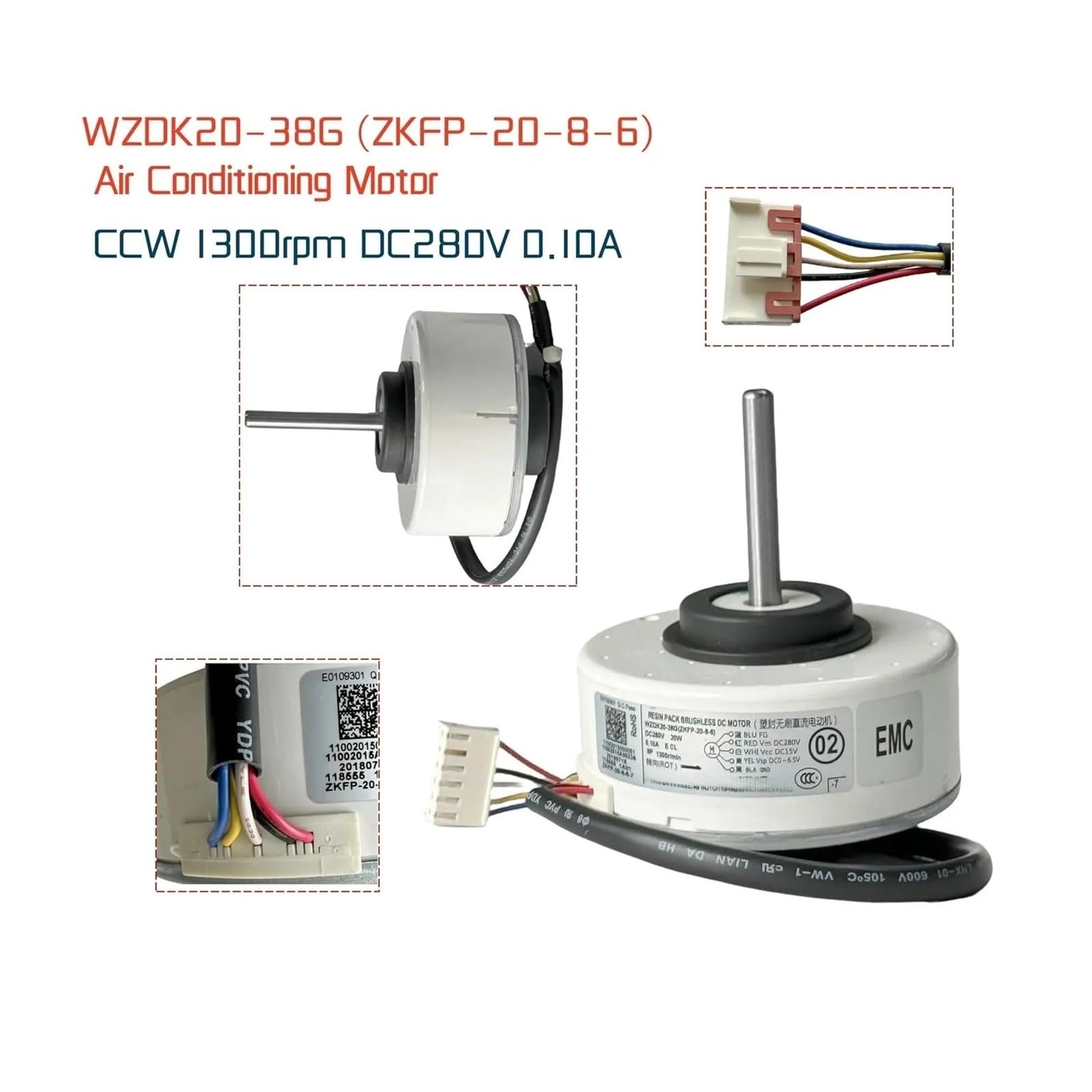 10er-Pack WZDK20-38G ZKFP-20-8-6 bürstenloser DC-Lüftermotor, 20-W-Inverter-Klimaanlage-Innengerät-Ersatzmotoren