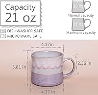 Vista 42 de Bosmarlin Large Stoneware Coffee Mug, Big Tea Cup for Office and Home, 21 Oz, Dishwasher and Microwave Safe, 1 PCS (Geometry-Green)