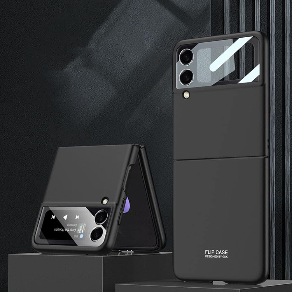 Case for Samsung Galaxy Z Flip 3 Phone Case Cover, Thin Fit Folding Screen Z Flip 3 Case with Small Screen Protection, Covers Designed for Samsung Galaxy Z Flip 3 5G 2021, Black