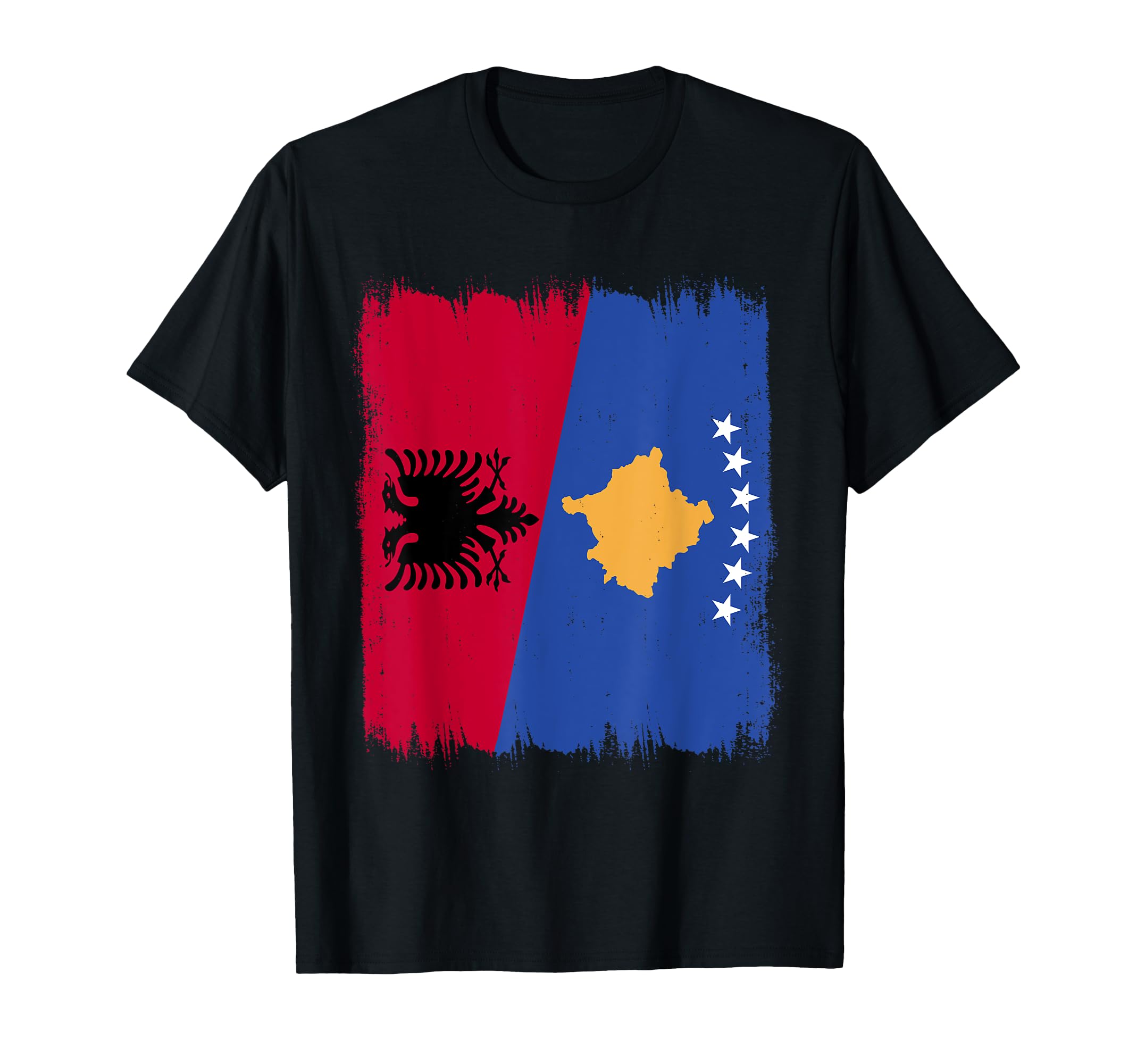 Albania Kosovo Half Flag Albanian Kosova Roots Kosovë T-Shirt