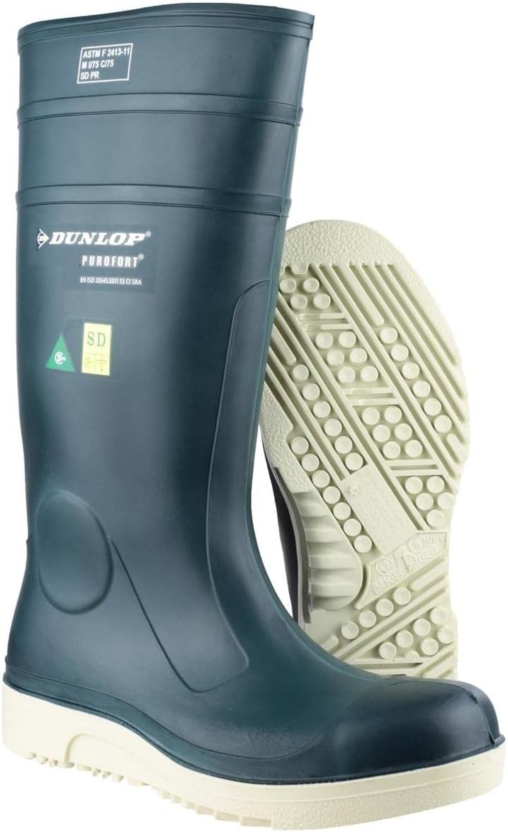 DUNLOP Unisex Purofort Comfort Grip Full Safety Wellington Blue Size UK 11 EU 46