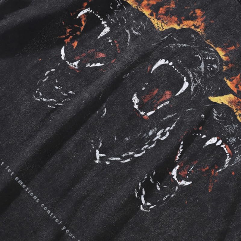 Men T-Shirt Streetwear Aesthetic Graphic Tee Shirt Vintage Faded Black Hipster - Image 4