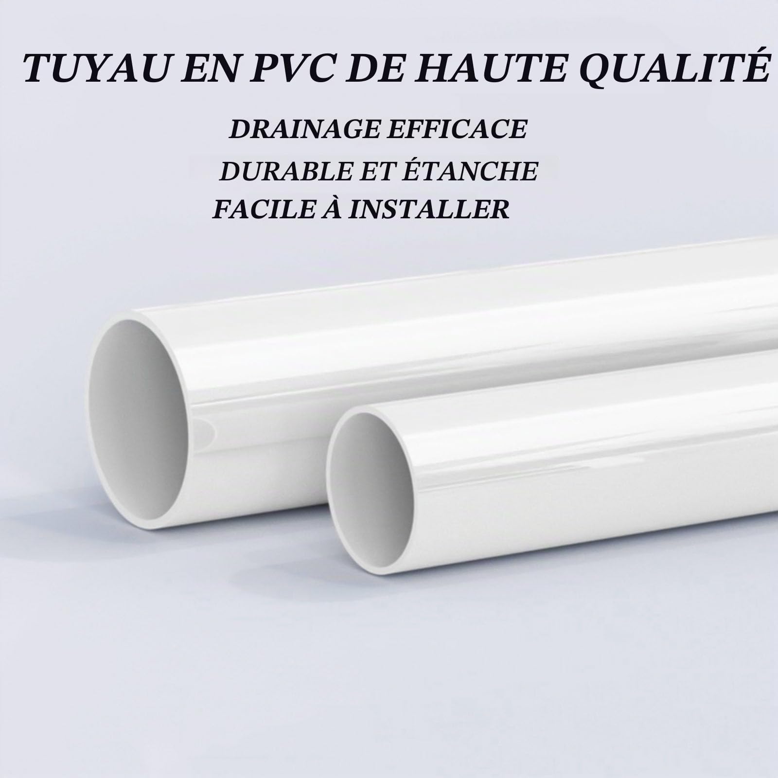 Tuyau en PVC 200 mm de diamètre extérieur x 3 mm d'épaisseur de paroi, plastique dur for drainage, rénovation et bricolage, 1 pièce, 0,5 m