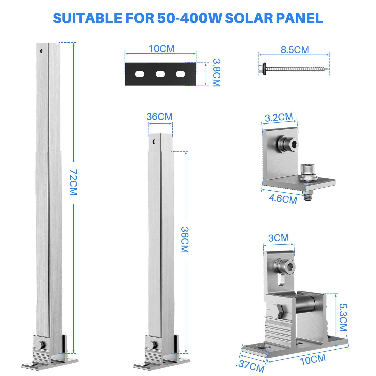 Snapklik.com : 2PCS Adjustable Solar Panel Tilt Mount Brackets Aluminum ...