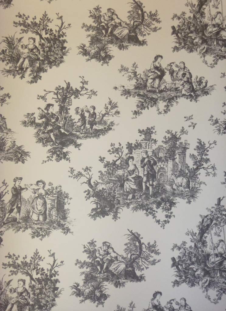 Provencale Black Toile De Jouy Wallpaper 6124