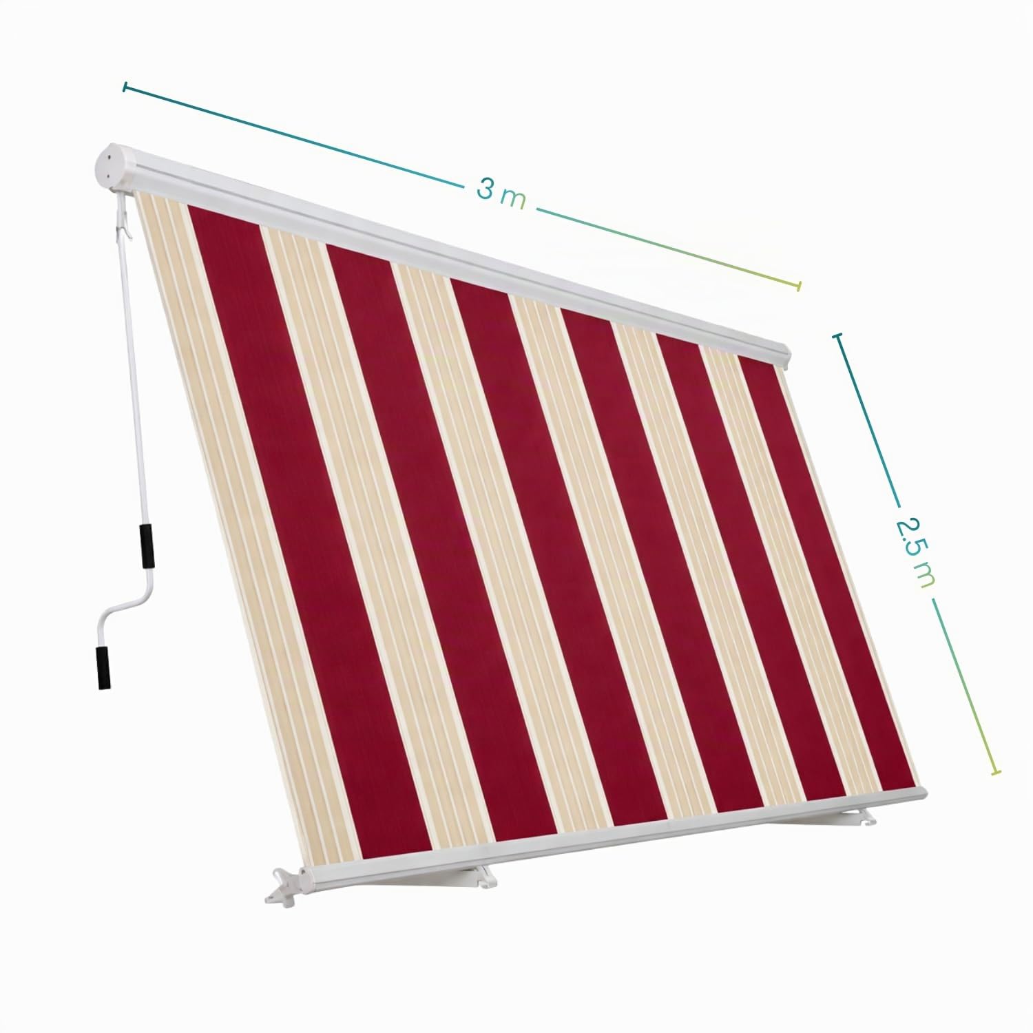 Paluplus Tenda da Sole a Caduta Cassonata, Misura 300x250 cm, con Cassone di protezione e Braccetti Fermatenda, Telo Resistente 280 g/m², per Balcone e Terrazzo -5400F -9,3 (Bordeaux e Crema)