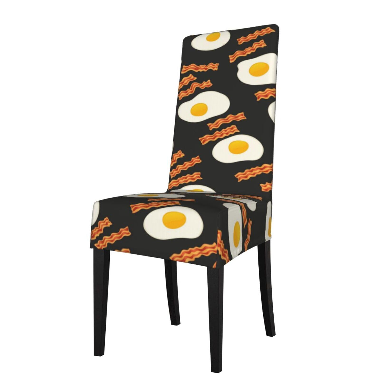 LKYMOH Bacon And Eggs, Chair Covers Stretch Chair Slipcovers for Dining Room, for Party Pet Protection Universal Fit Soft Polyester