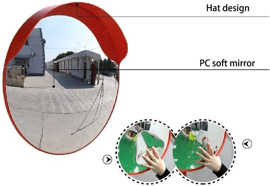Security Mirror 30CM / 45CM / 60CM Shatterproof Mirror Convex, Spherical Plastic Red Mirror Mirror Anti-Theft Supermarket (Color: Red, Size: 30CM)