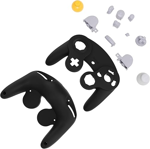 Miniatura 3 de eXtremeRate Placa trasera negra para Nintendo Gamecube Controller, cubierta de repuesto de agarre suave al tacto con botones para controlador