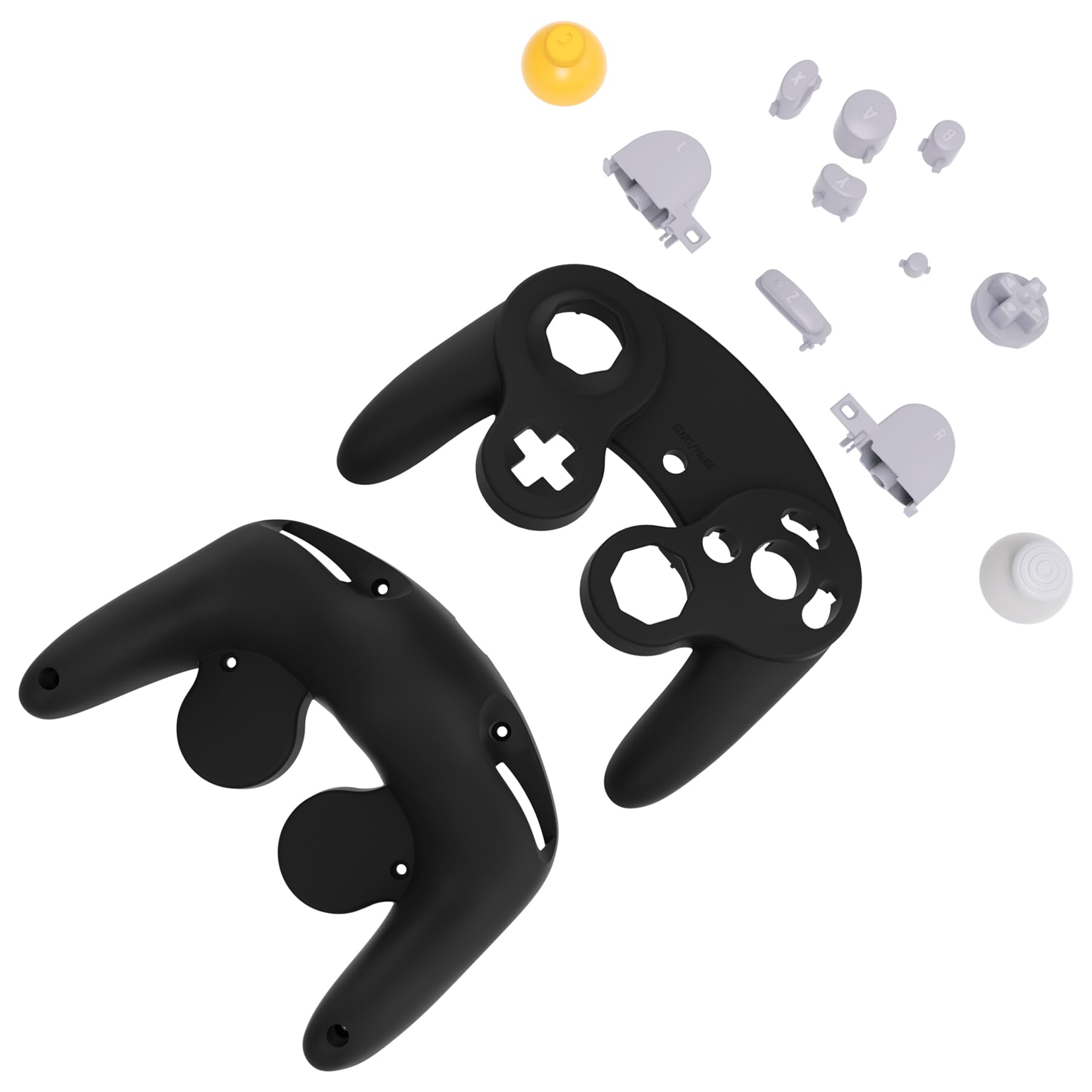 eXtremeRate Coque pour Nintendo Gamecube Manette, Coque de Remplacement avec Boutons pour Nintendo Gamecube Manette， Controller Non Incluse， Noir