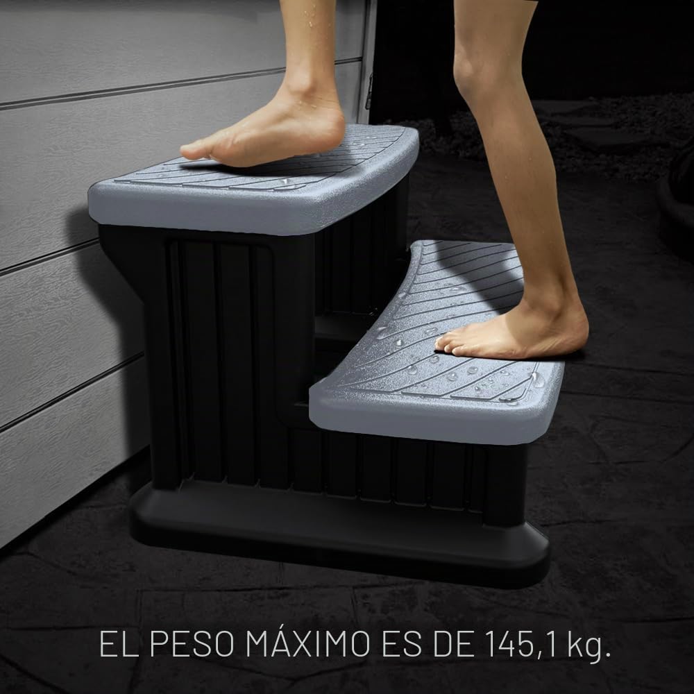 Puri Tech Escaleras portables de Piscina, Escalones de bañera hidromasaje, Accesorios SPA, Peldaños Antideslizantes y Resistentes - Gris Claro