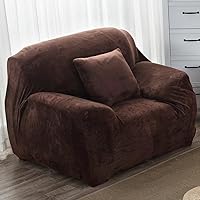 Vista 35 de vctops Funda elástica para sofá de 4 plazas de terciopelo de felpa, 1 pieza, con parte inferior elástica, protector de muebles suave y esponjoso