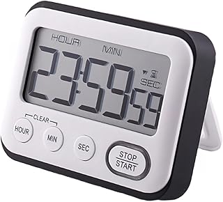 デジタル タイマー 大画面 多機能 無音ストップウォッチ 12/24時間デジタル時計 磁石式とスタンド式設置 多機能 勉強 キッチン スポーツ兼用 アラーム (ブラック)
