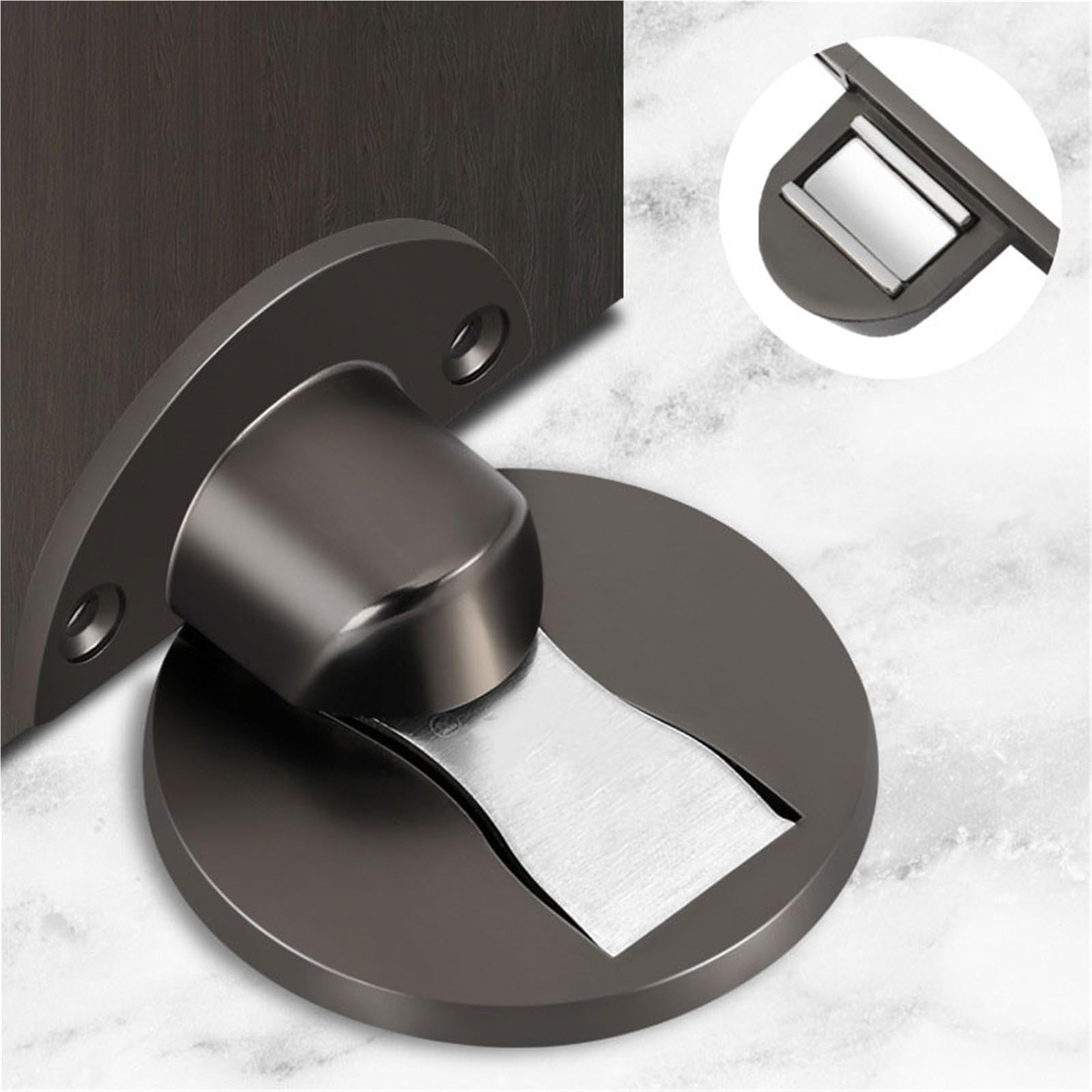 Luercher Gray Door Stop Magnetic Door Stopper Self Adhesive Floor Mounted Door Stop No Drill Brushed Magnetic Doors Catch Holder(Gray)