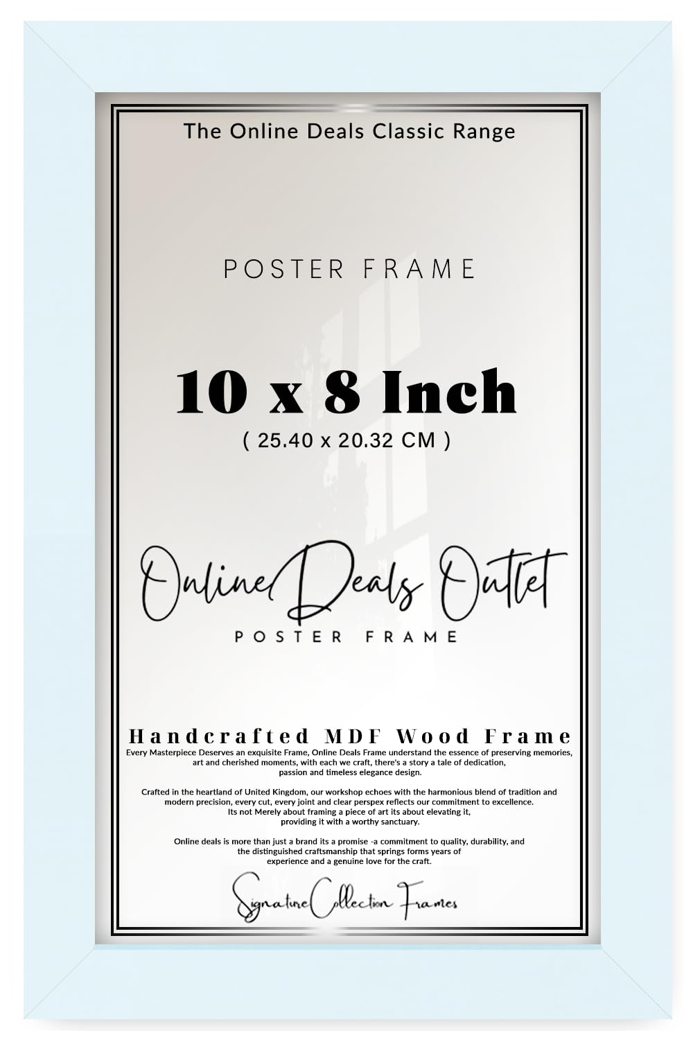 Online Deals | MDF Picture Frame (25.40 x 20.32 CM) Rectangle for Autographed Sports Posters & Signed Jerseys, MDF Build, Secure Hanging Hooks [ White ]