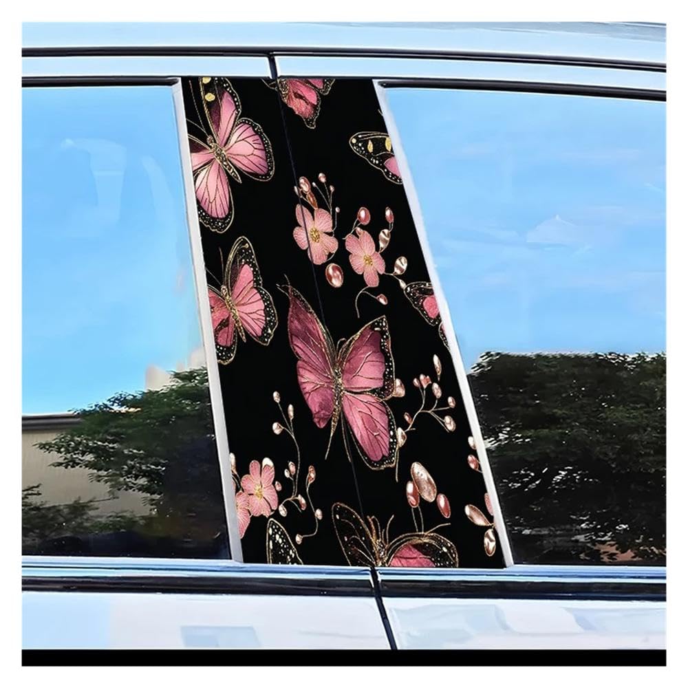 Body Parts 2pcs Car Door Post Decals Butterfly and Flower B-Pillar Scratch Protection