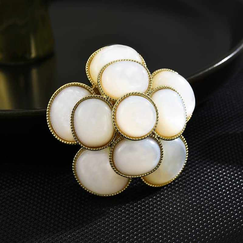 Image of Pearl Flower Brooch and Pins for Women Large Gold Luxury Elegant Pin Christmas Gift Jewelry