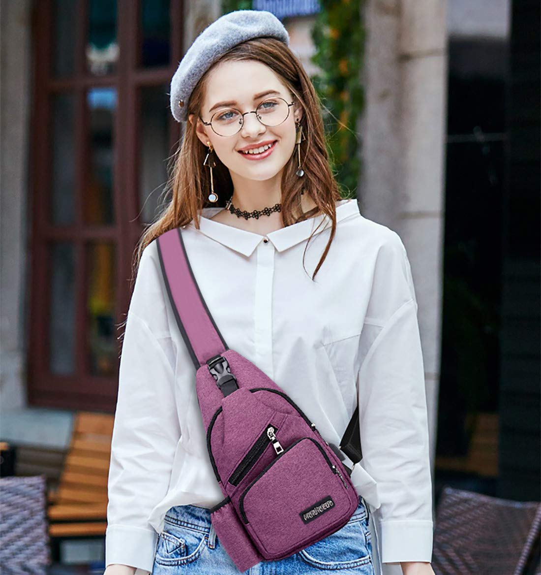 FANDARE Uomo Monospalla Donna Zaino Monospalla Borsa a Tracolla Borsa Sportiva Sling Bag, Crossbody Bag per Viaggio, sport, campeggio,Ciclismo,Alpinismo Impermeabile Poliestere