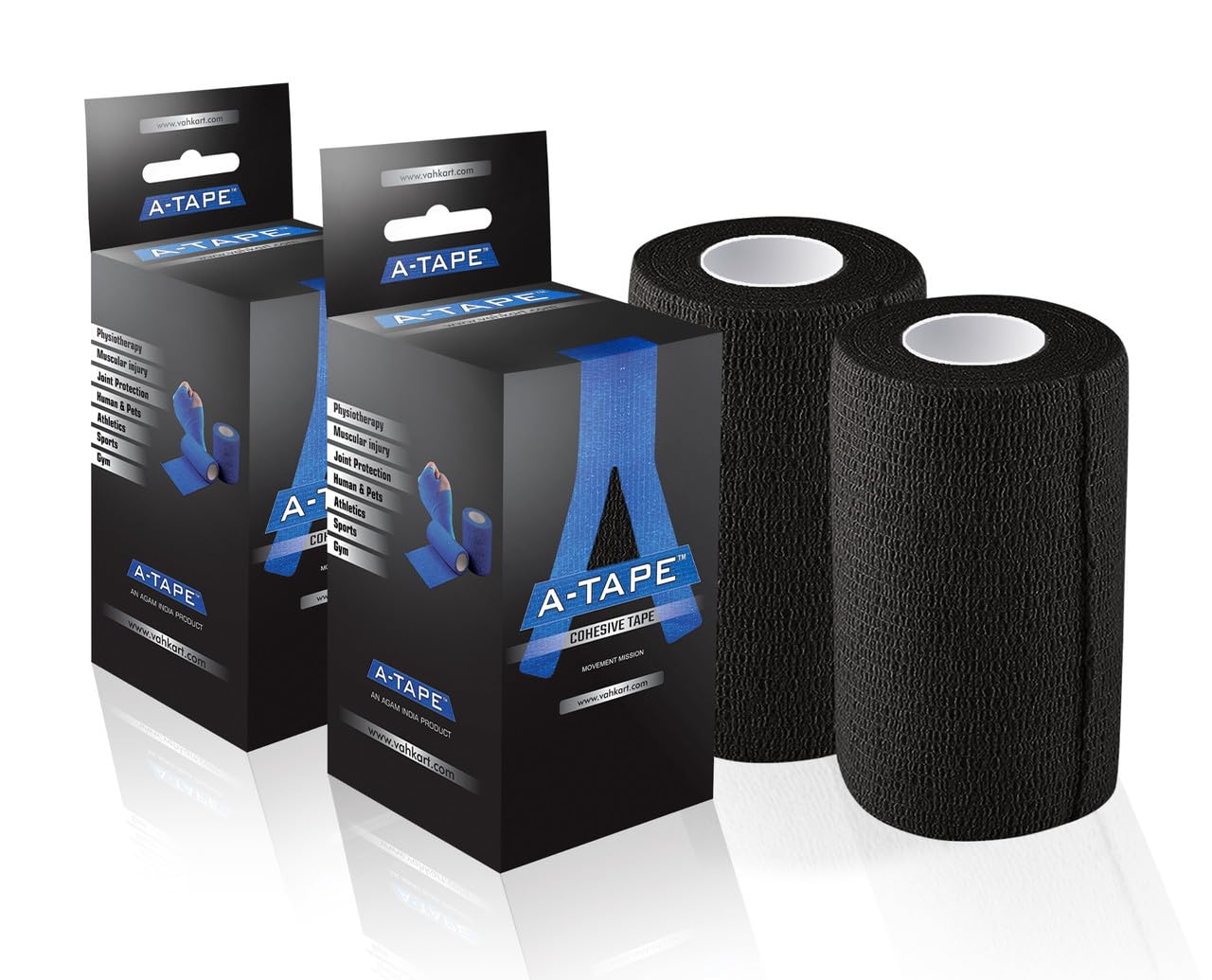 A-Tape Breathable Self Adhesive Cohesive Bandage for Humans & Pets (Dogs, Cats, Birds) –Sports, Wrap, Athletic, Non Woven First Aid Medical, Wrist, Swelling (10 cm X 4.5 mtr) (Pack Of 2)