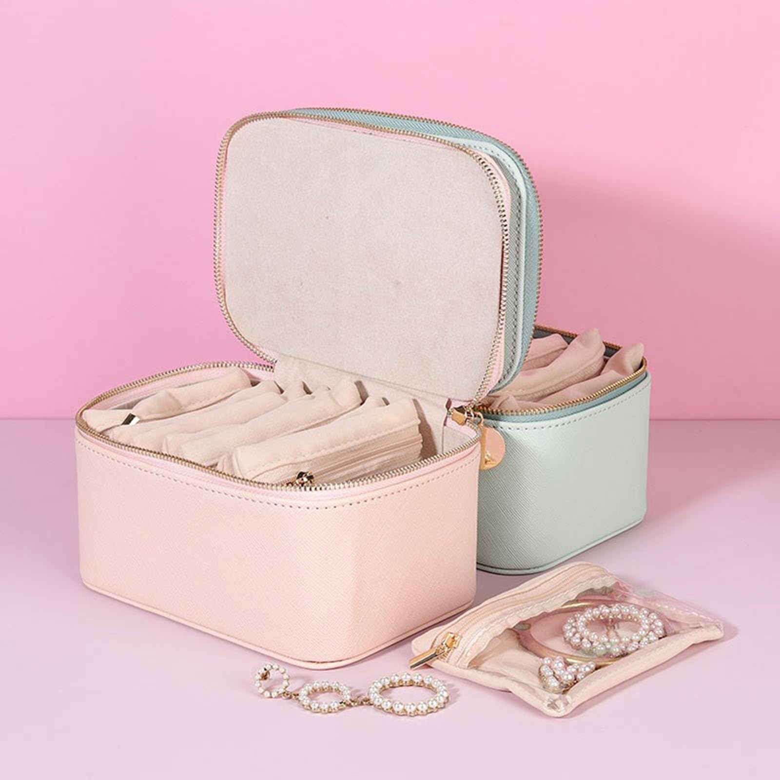 Generisch Kompaktes Schmuck Reiseetui mit 8 separaten Taschen, A
