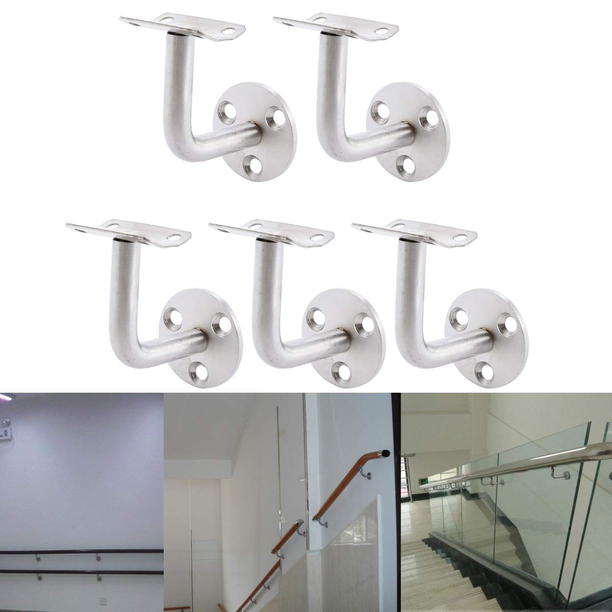Stair Brackets Handrail Brackets for Staircases 5 Pack Stainless Steel