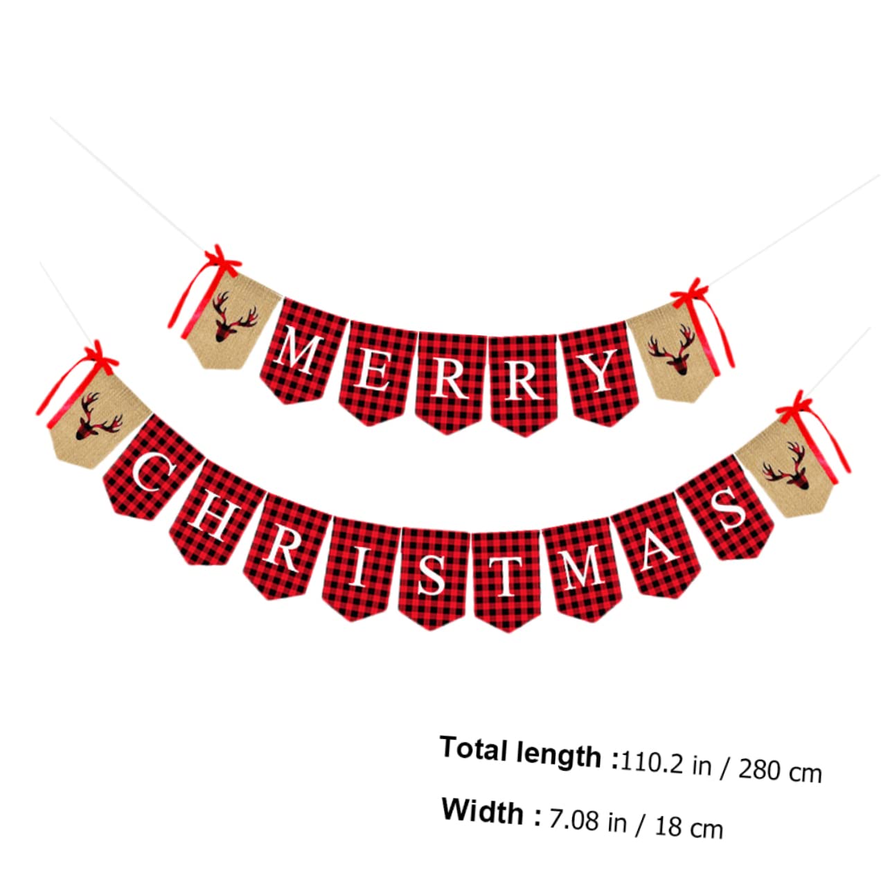 MAGICLULU 2 Set Bandiera Di Natale Banner a Tema Natalizio Bandiera Dell'albero Di Natale Della Stamina Della Festa Di Forniture Per Feste Di Buon Rosso Cotone