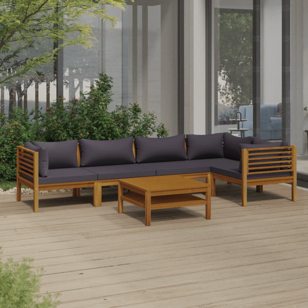 vidaXL Set Divani da Giardino 6 pz con Cuscini in Massello di Acacia