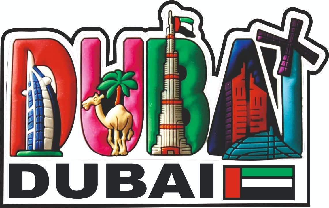 Skywalk Souvenir Dubai Wooden Fridge Magnet (Multicolor)