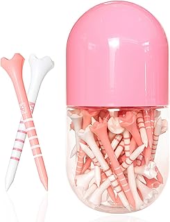 Stable & Durable Plastic Golf Tees 60Pcs Size 2-3/4 Inch or 3-1/4 Inch Packaged in Plastic Jar with Lid Available Pink White Blue Color