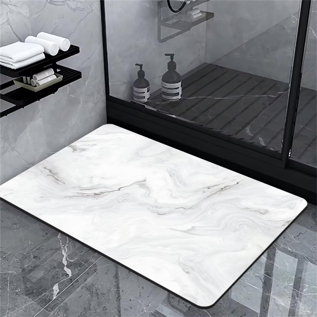 Tapis de bain antidérapant pour douche design marbre en diatomite
