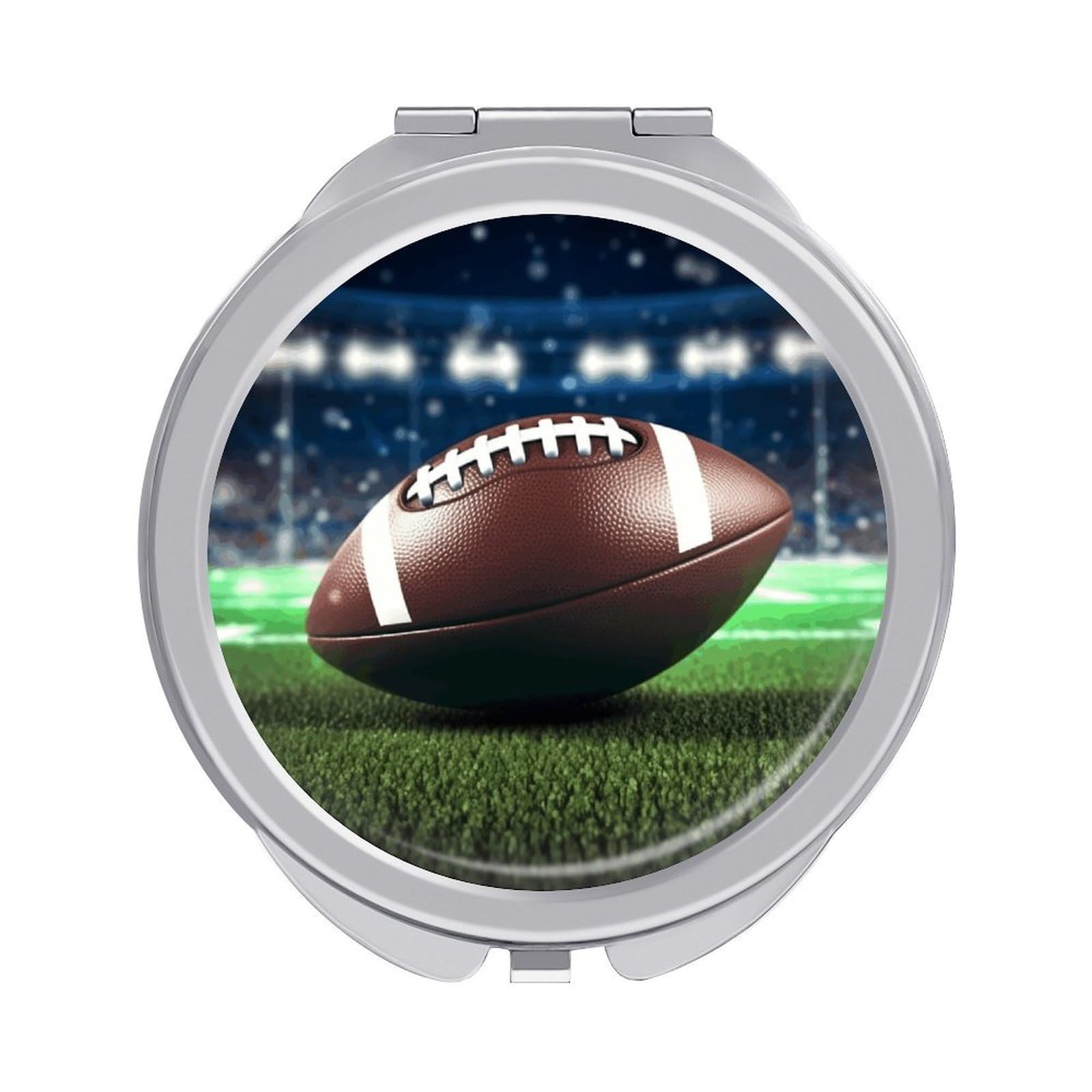 VstaDank American Football Travel Makeup Mirrors Exquisite Double-Sided 2X/1X Magnifying Folding Pocket Mirror Portable Round Handheld Mirror Mini Compact Mirrors for Outdoor Home