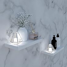 Henor Pack of 2 White Wall Shelves Wood FSC® 30 x 15 x 2.5 cm Concealed Support, Load up to 30 kg