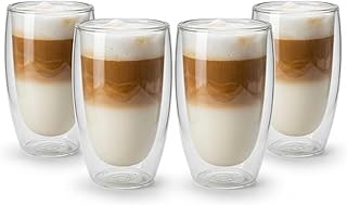 BigDean 4x 400ml doppelwandige Latte Macchiato Gläser Set Thermogläser aus Borosilikatglas - doppelwandige Kaffeegläser Cappuccino Gläser doppelwandige Gläser Kaffeegläser