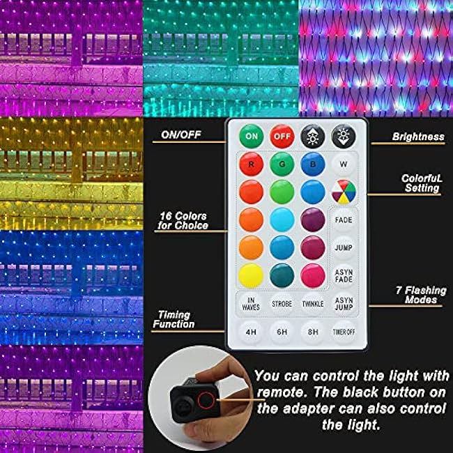 RGB Christmas Net Lights, Color Changing Outdoor LED Mesh Lights, 14.8x4.9 ft 240 LED Christmas Outdoor Net Light, Connectable Plug in Waterproof Tree Light Bushes Halloween Decor