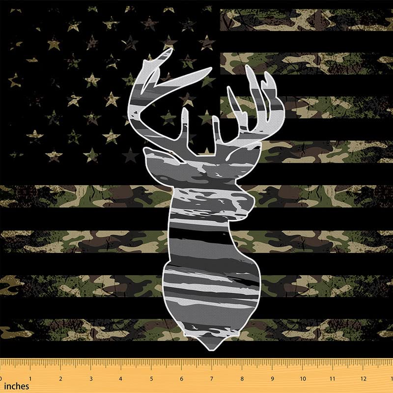 Jejeloiu Bauernhaus-Hirschmuster-Polsterstoff, amerikanische Flagge, Stoff...