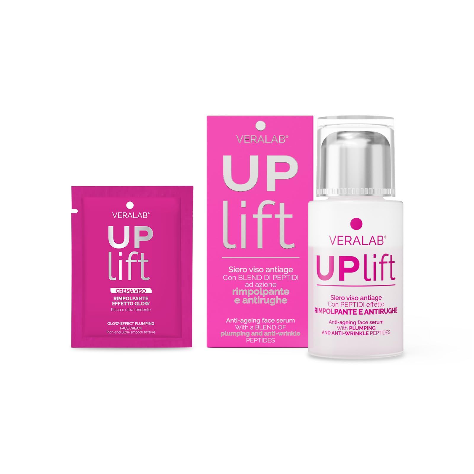 Veralab Uplift, Siero Viso Antirughe, Rimpolpante e Illuminante con Oli Nutrienti e Peptidi, Adatto a tutti i Tipi di Pelle, 30ml