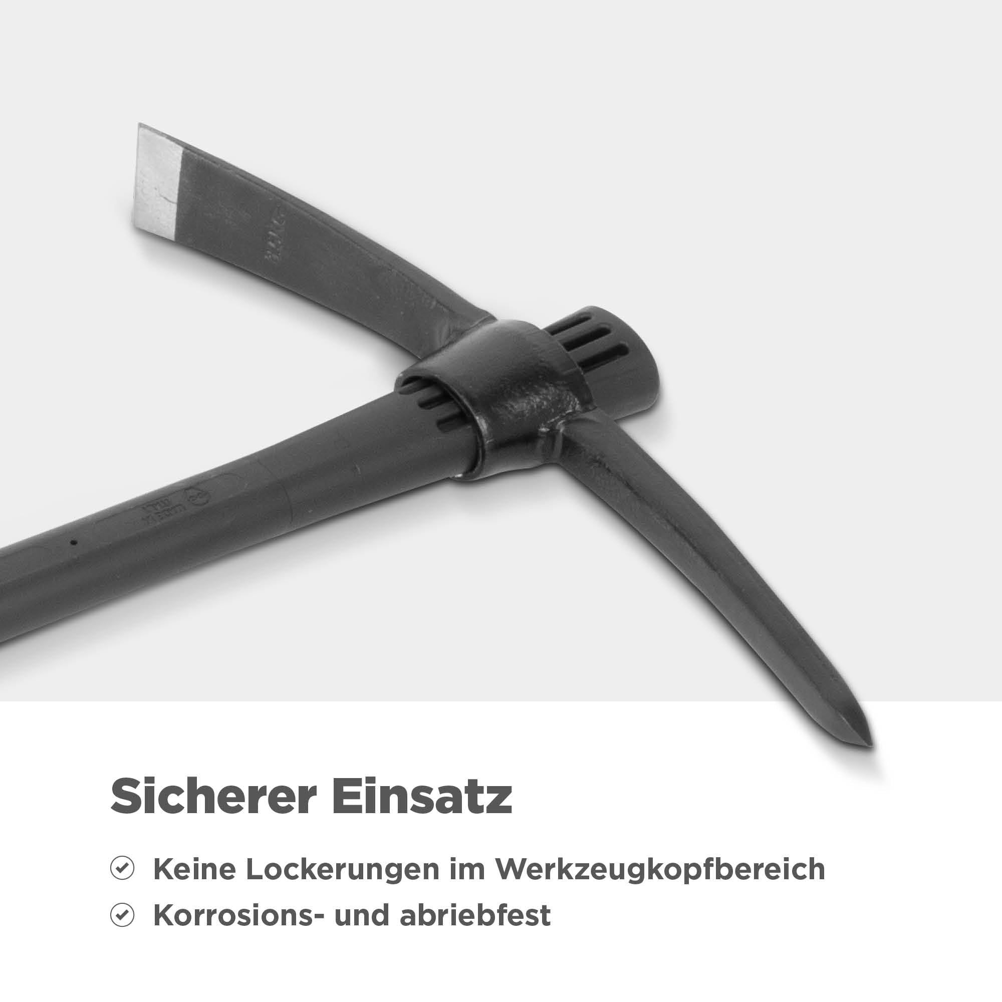 blizz-z Kreuzhacke Profi mit losem Fiberglasstiel | Gartenhacke, Spitzhacke, Gartenwerkzeug in Profiqualität für grobes Arbeiten an steinigen Böden mit Wurzelwerk | Made in EU