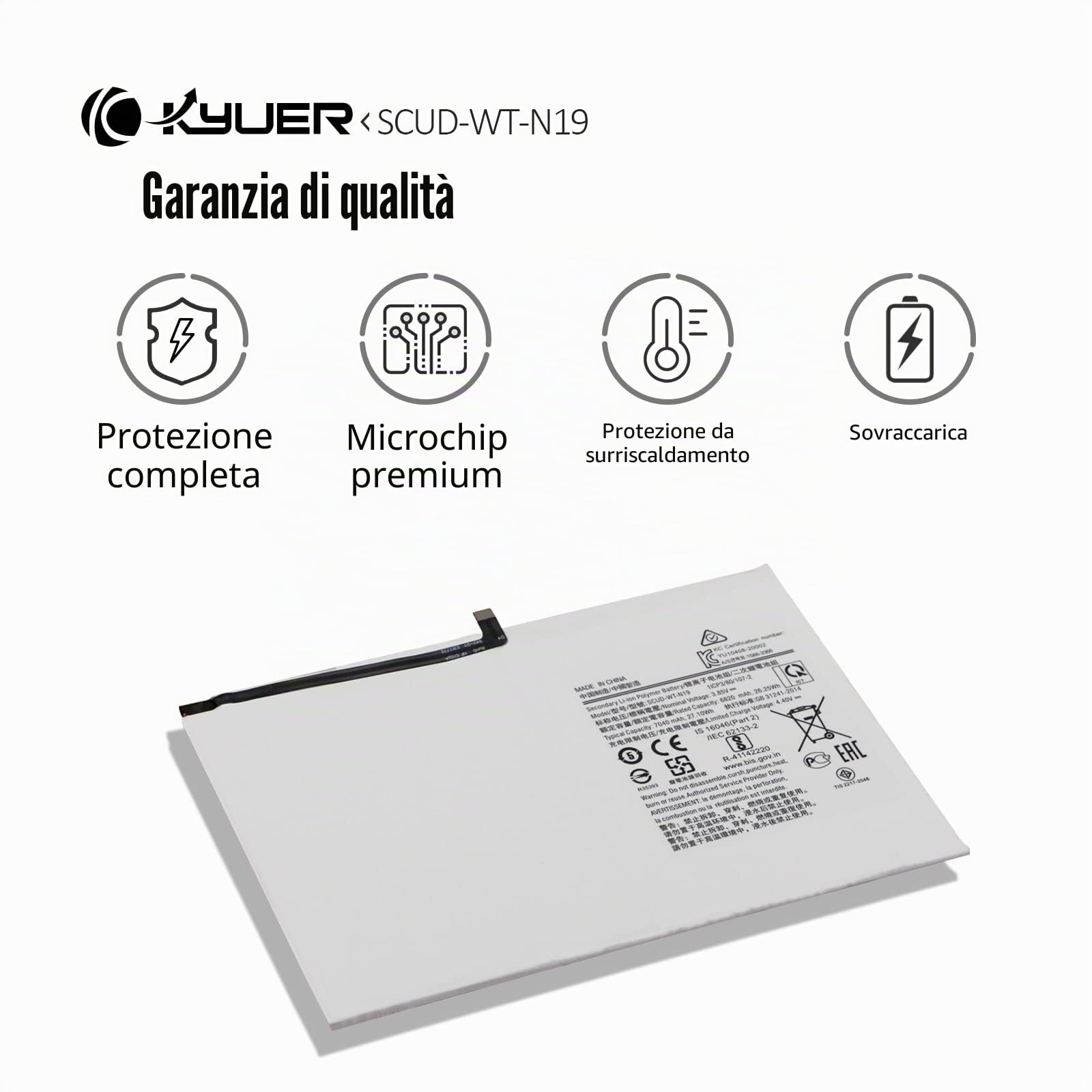 SCUD-WT-N19 Tablet Batteria per Samsung Galaxy Tab A7 10.4 (2020) SM-T500 SM-T505 SM-T500N SM-T505N SM-T503 SM-T507 SM-T507N WiFi LTE Cellular 10.4" Replacement Battery with Tools 27.1Wh 7040mAh