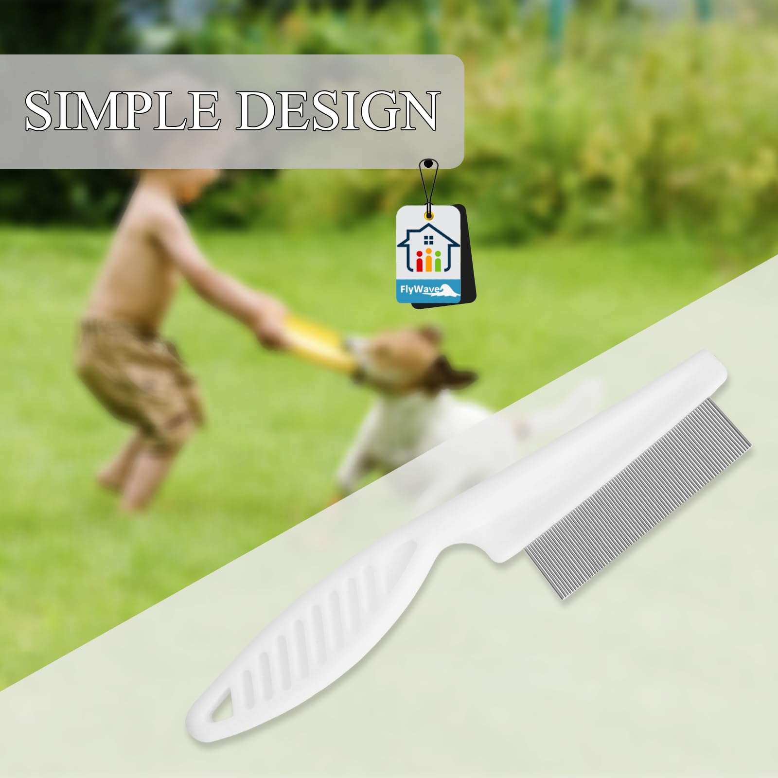 FlyWave Peigne pour Chien et Chat, Anti-Puces, Idéal pour Poils Longs et Courts, Démêle et Nettoie, Durable et Ergonomique, Convient à Tous Types de Poils