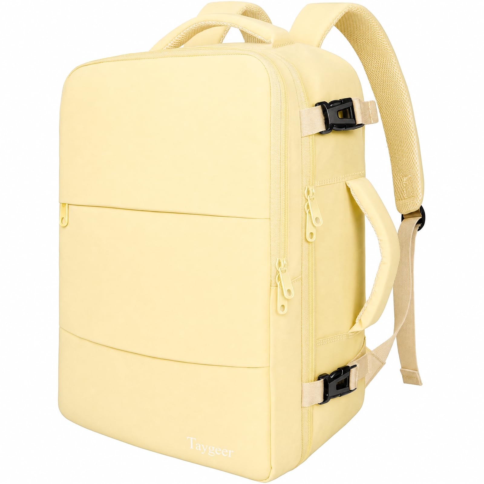 Taygeer 35L Personal Item Travel Backpack for Women, Carry on Backpack | Airline Approved Travel Bag, Laptop Bag with Water Bottle Pocket & Shoe Pouch, Mochila for College Weekender, Beige Yellow Large Creamyellow