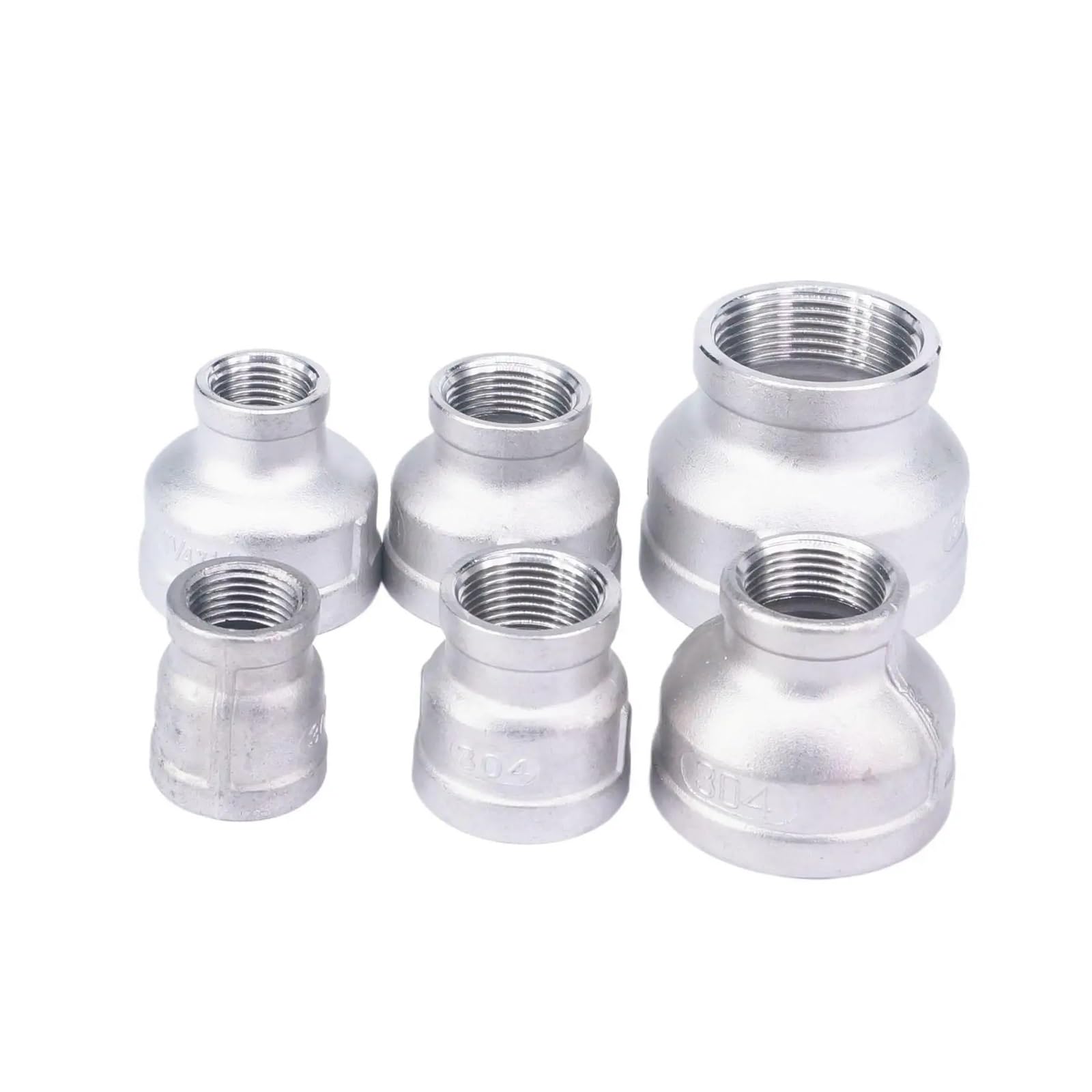 RUAJOGYNVM 1pc Reducing 1/8" 1/4" 3/8" 1/2" 3/4" 1" 1-1/4" 1-1/2" 2" BSP Female 304 Stainless Steel Straight Concentric Reducer Pipe Fitting(Type 15) RUAJOGYNVM