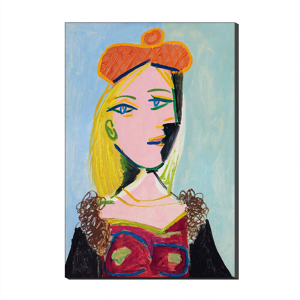 Toile Picasso Béret Orange pour grand salon moderne chic