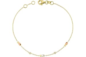 Xiu Jewelry | 14 Karat Gold Bracelets | Dainty Yellow Gold Diamond Fish Bracelet