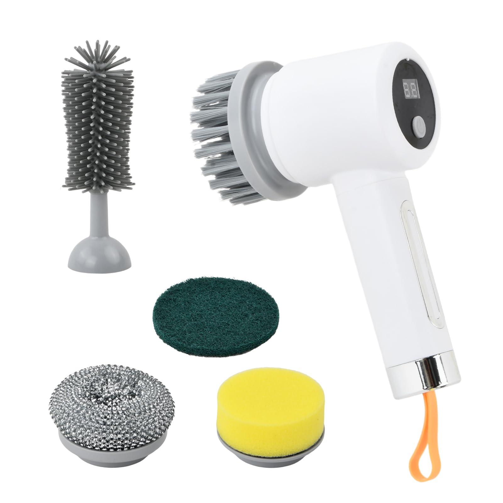 Spazzola Elettrica Rotante per Pulizia - 5 Testine Intercambiabili & 3 Modalità - Perfetta per Piastrelle, Cucina, Vetro e Tazze, Impermeabile, Autonomia 180 Min - Design Wireless e Leggero