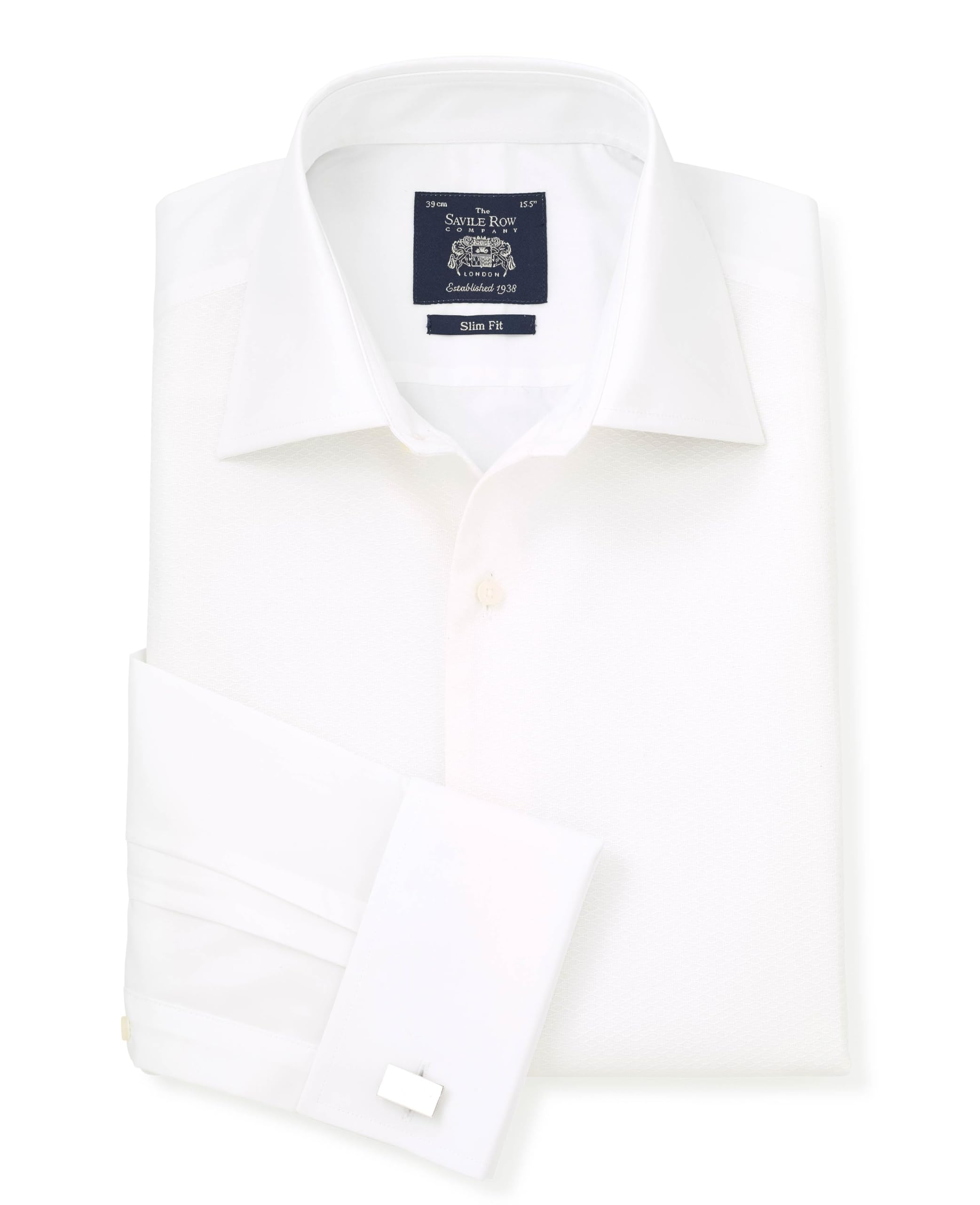 THE SAVILE ROW COMPANY LONDON Men's Slim Fit Marcella Bib Formal White Evening Shirt - Double Cuff - 16.5 Collar - Standard