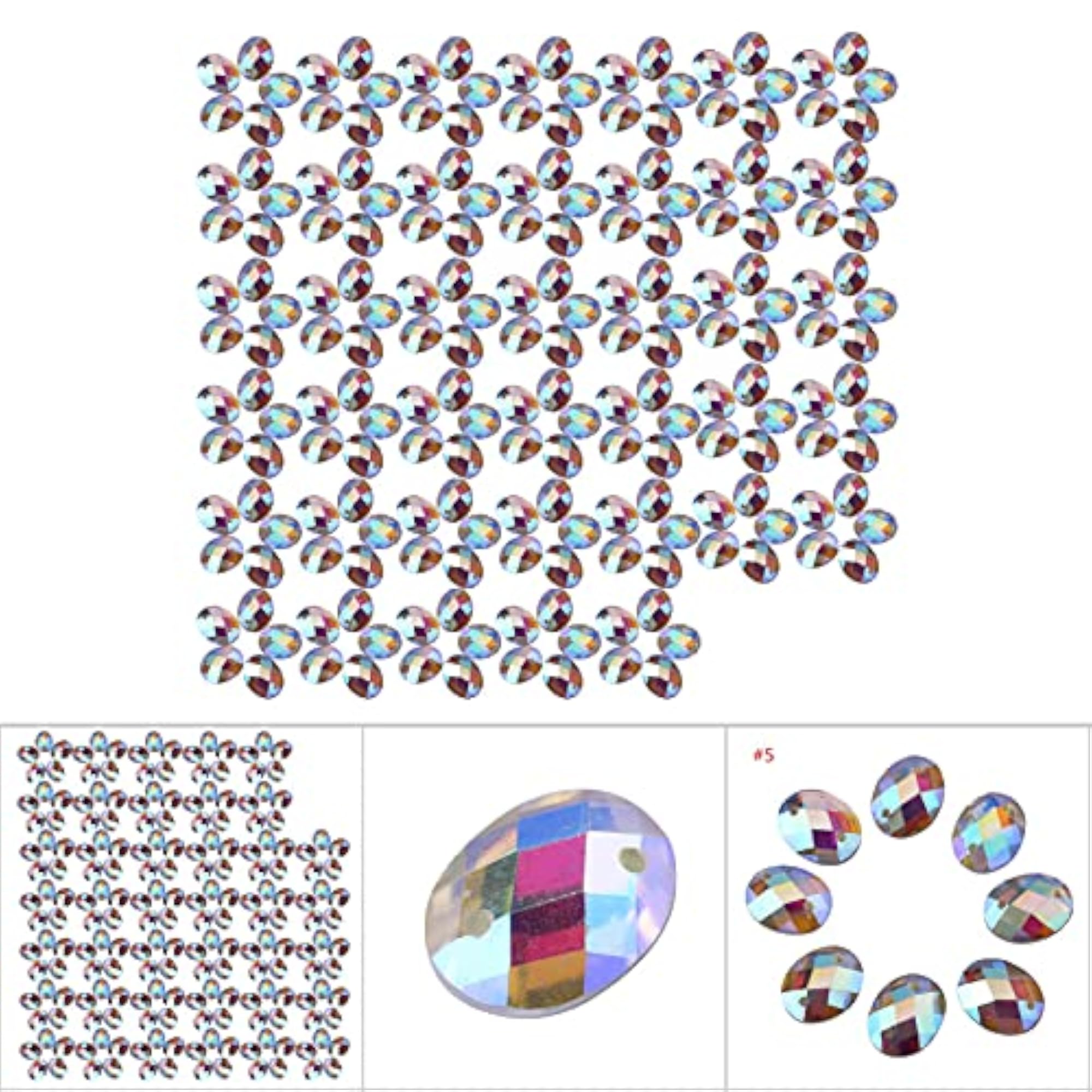 200pcs Clear AB Drip Acrylic Button for Necklaces & Bracelets