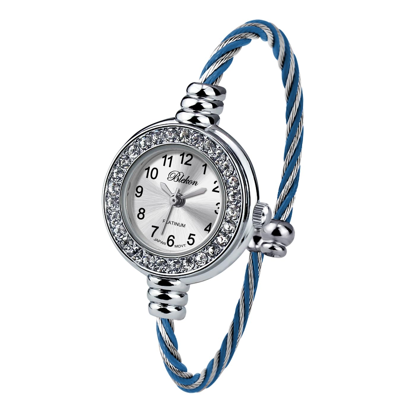 BlekonCollections Women's Cuff Watch - Round Analog Display Arabic Numbers 23mm Case Wire Bracelet Watch for Women Elegant Cable Cuff Bangle Wrist Watch…
