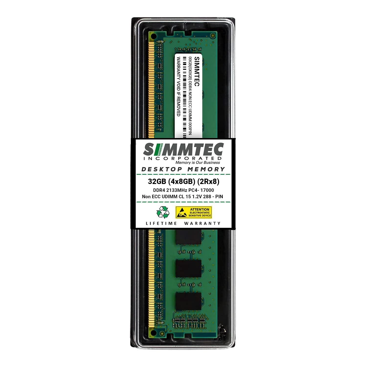 Simmtec RAM 32GB (4x8GB) DDR4 2133MHz DIMM PC4-17000 UDIMM Non-ECC