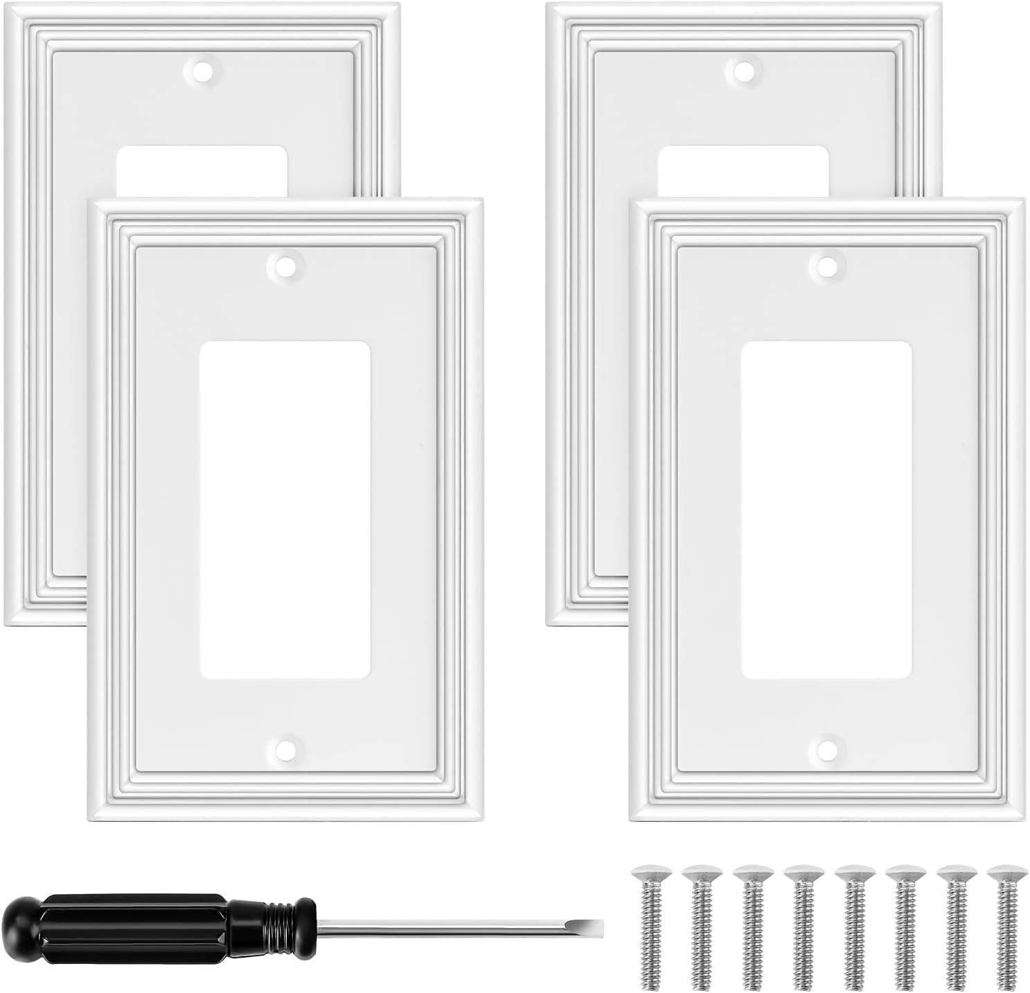 White Modern Decorative Wall Plate Light Switch Cover Decorator Outlet