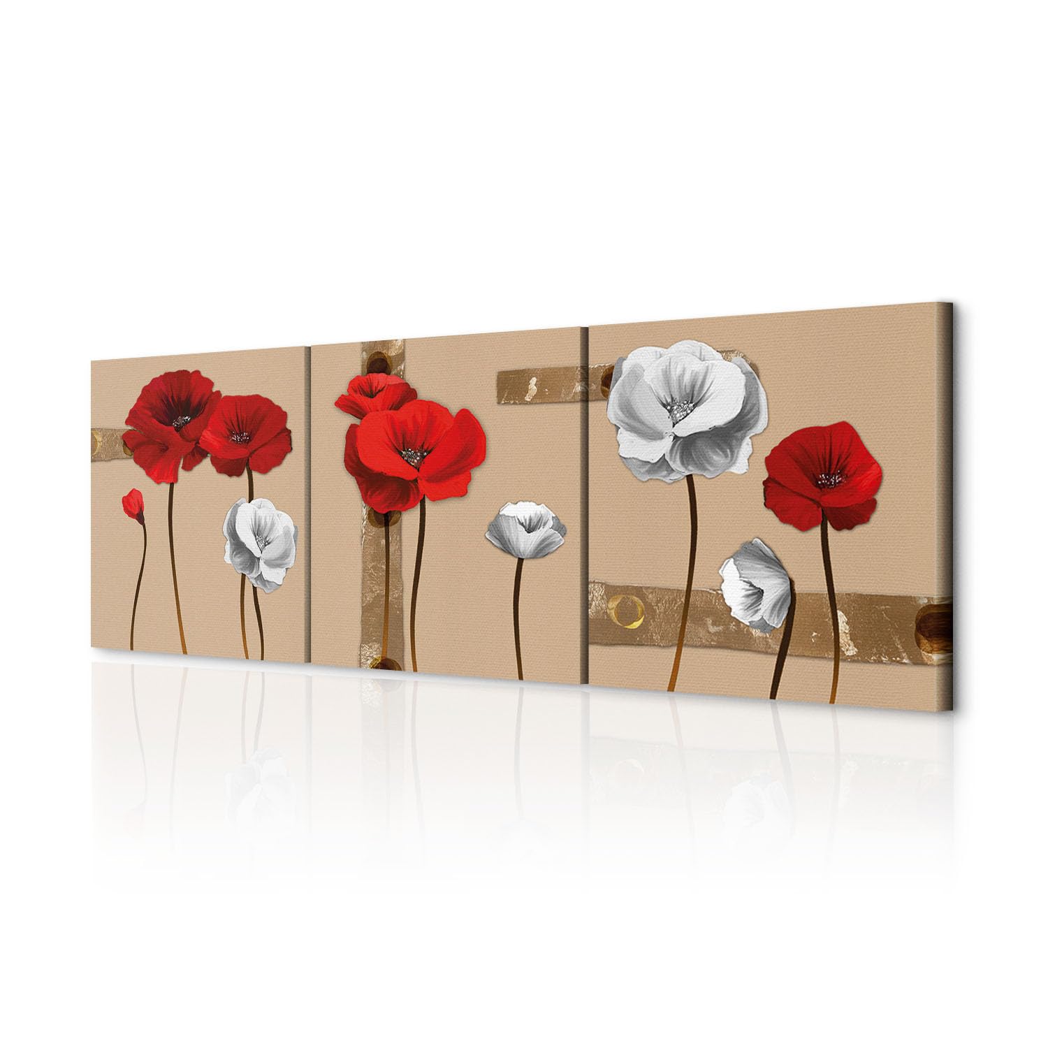 decomonkey Wandbilder Set Mohnblumen 180x60 cm 3 Teilig Wandbild Groß Büro | Leinwandbild XXL, Deko, Wohnzimmer, Schlafzimmer, Wanddeko, Leinwand, Pictures For Wall, Poster, Wall Painting, Blumen